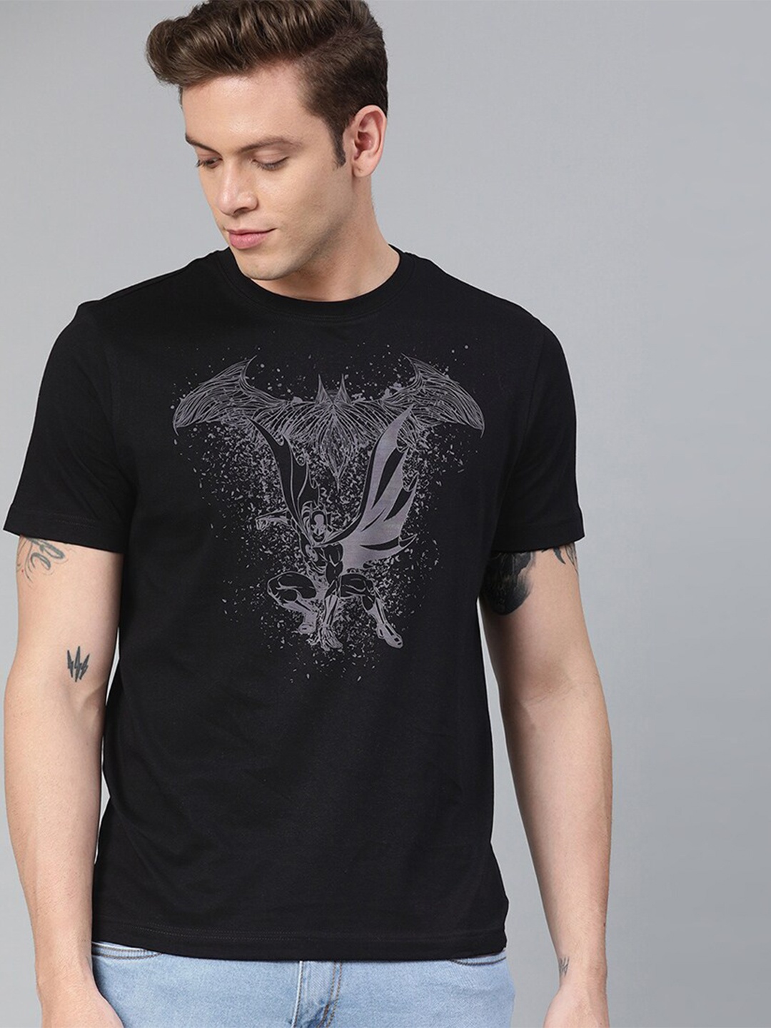 

Kook N Keech Batman Men Black Batman Printed Pure Cotton T-shirt