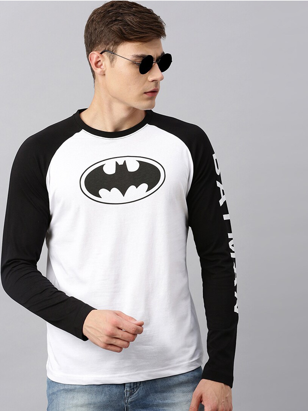 

Kook N Keech Batman Men White Batman Colourblocked Pure Cotton T-shirt