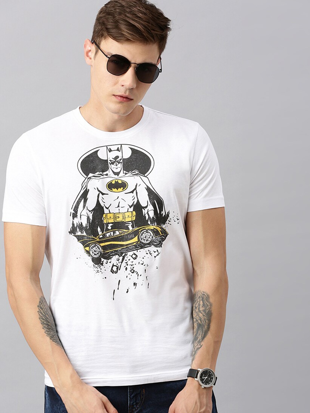 

Kook N Keech Batman Men White Batman Printed Pure Cotton T-shirt