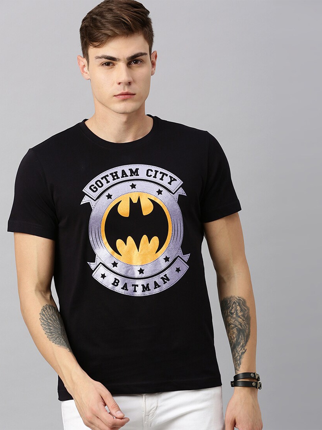 

Kook N Keech Batman Men Black Batman Printed Pure Cotton T-shirt