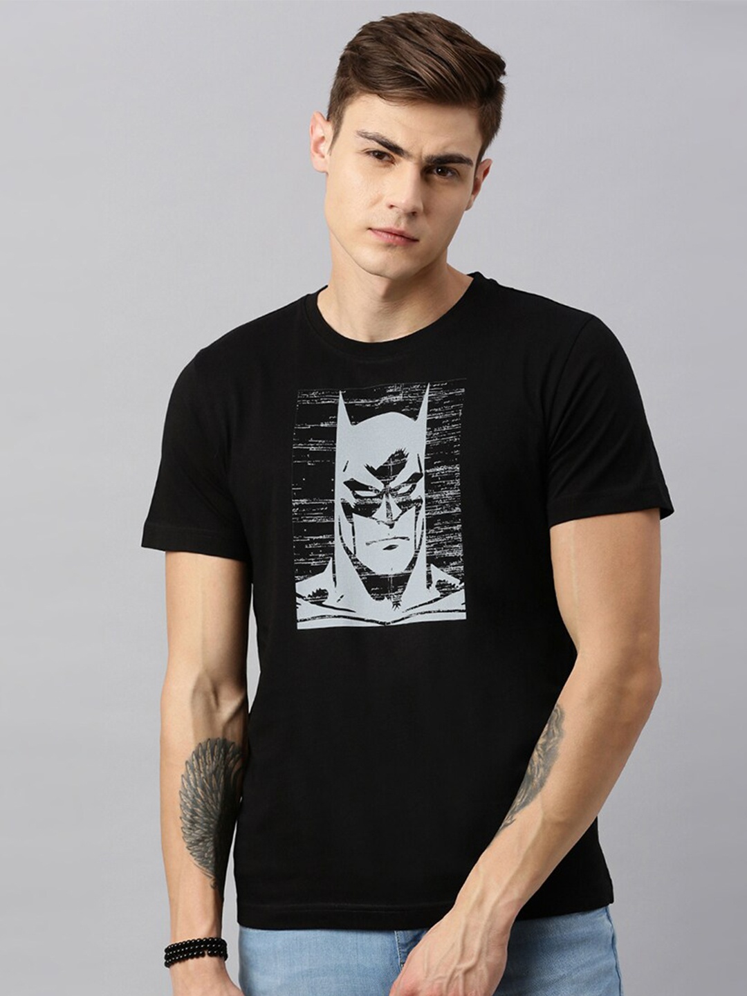 

Kook N Keech Batman Men Black Batman Printed Pure Cotton T-shirt