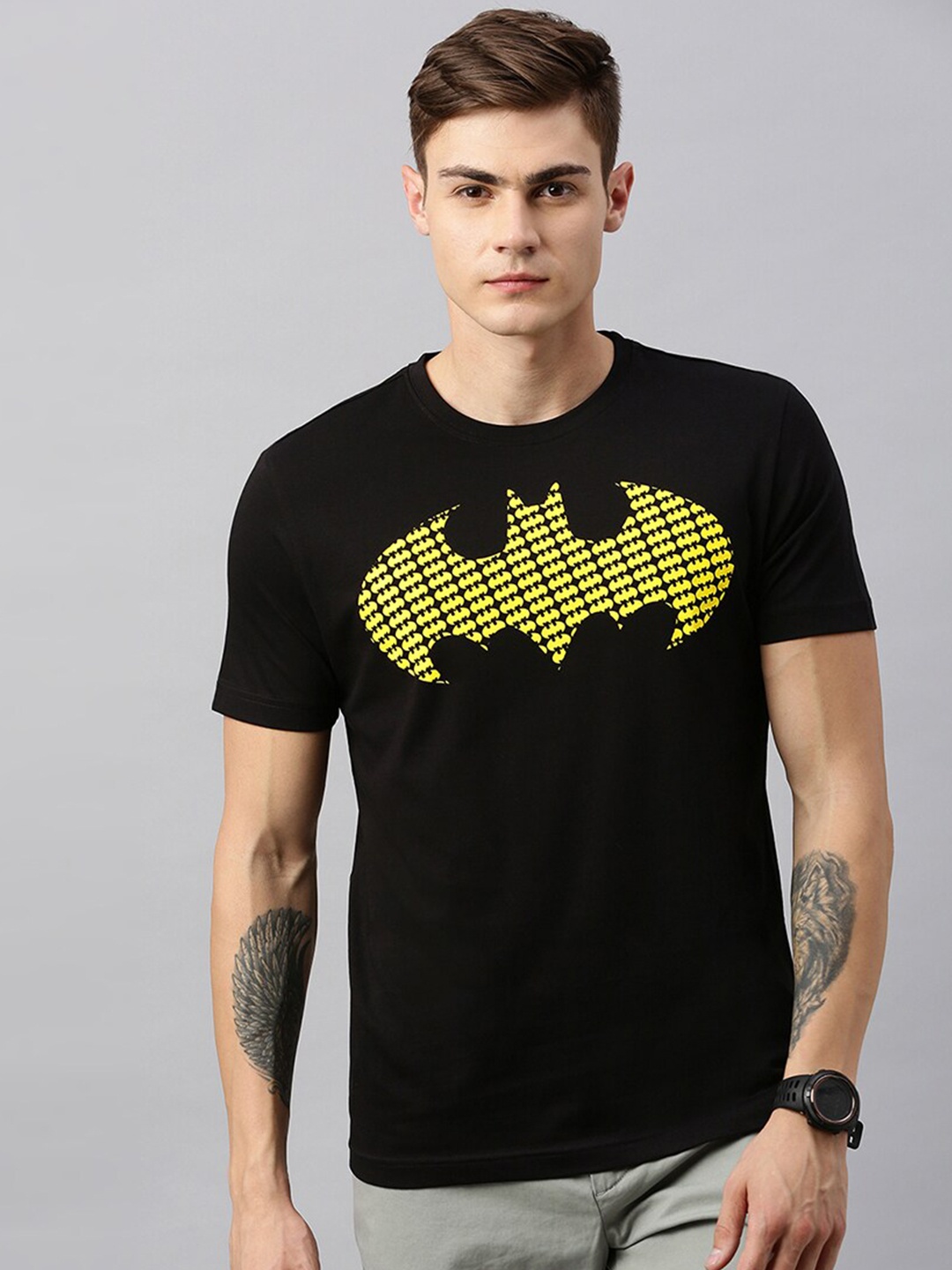 

Kook N Keech Batman Men Black Batman Printed Round Neck T-shirt