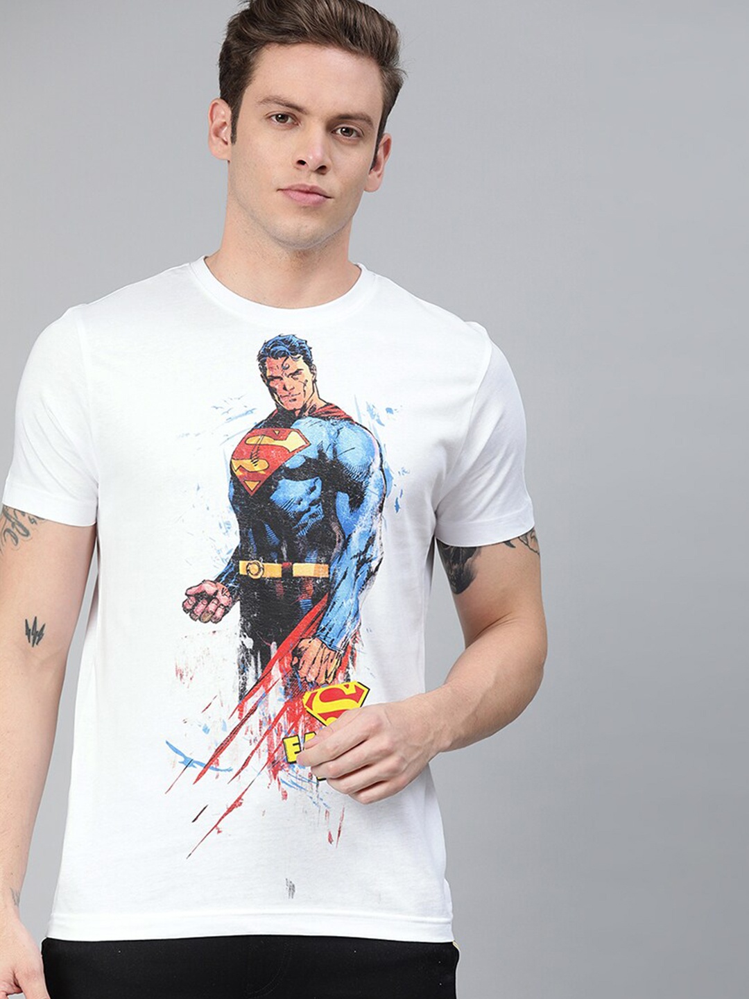 

Kook N Keech Superman Men White Superman Printed Round Neck T-shirt