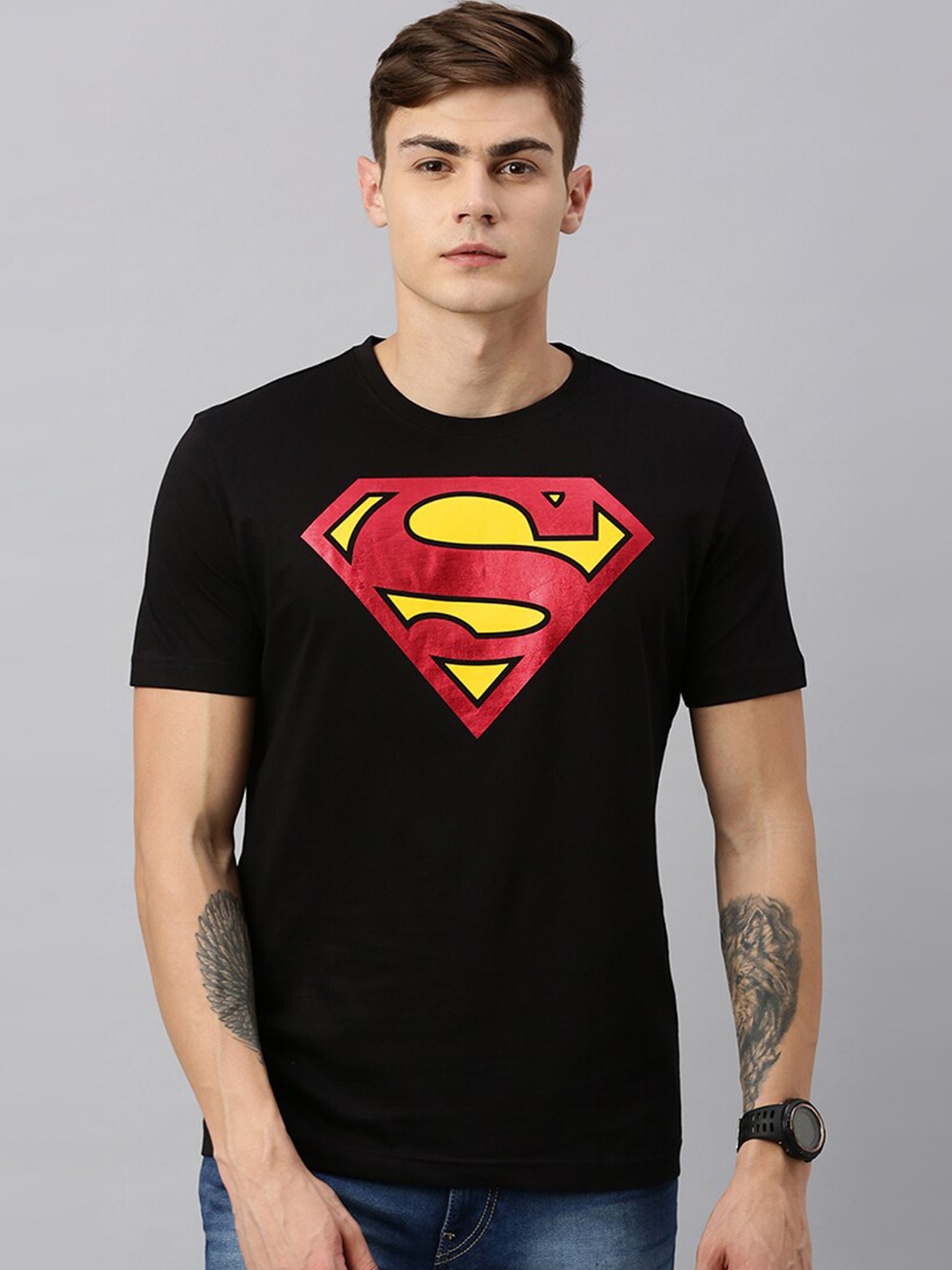 

Kook N Keech Superman Men Black Superman Printed Round Neck T-shirt