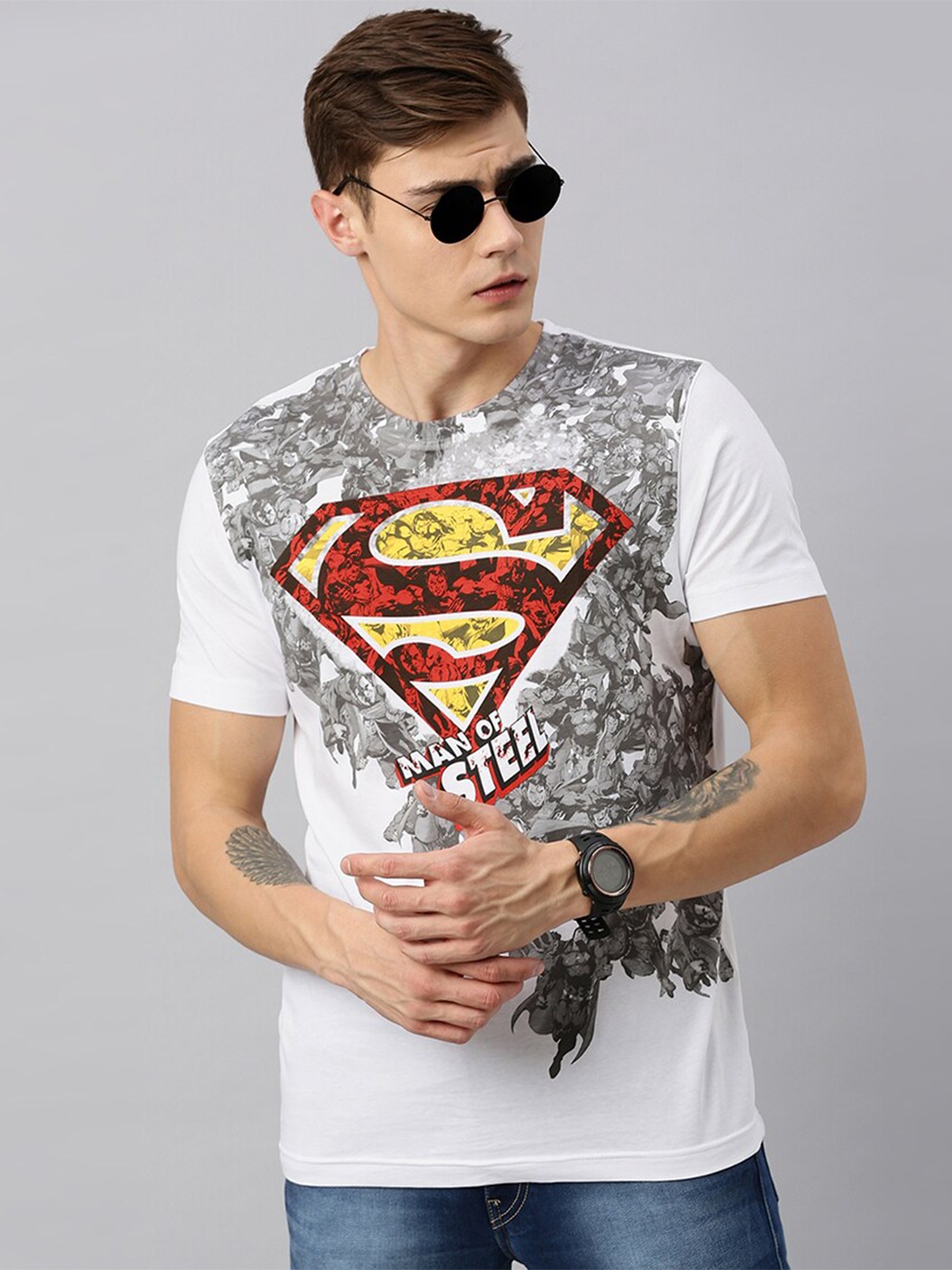 

Kook N Keech Superman Men White Superman Printed Cotton T-shirt