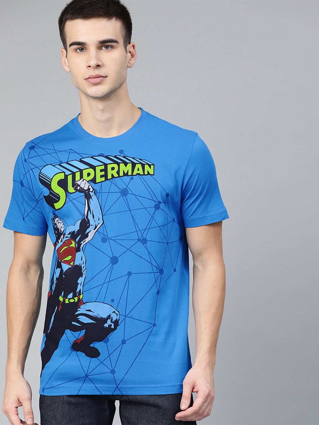 

Kook N Keech Superman Men Blue Superman Printed Round Neck T-shirt