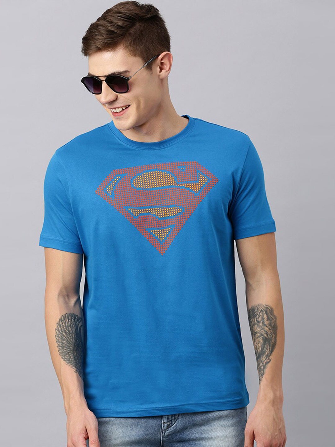 

Kook N Keech Superman Men Blue Superman Printed Round Neck T-shirt