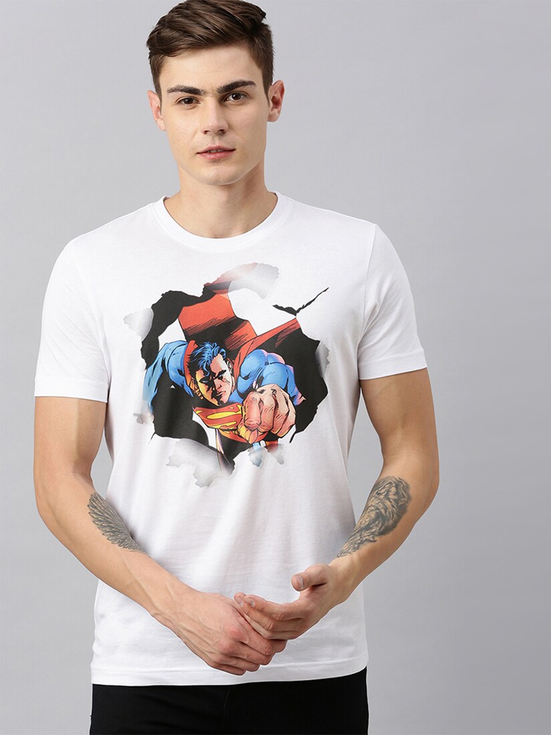 

Kook N Keech Superman Men White Superman Printed Round Neck T-shirt