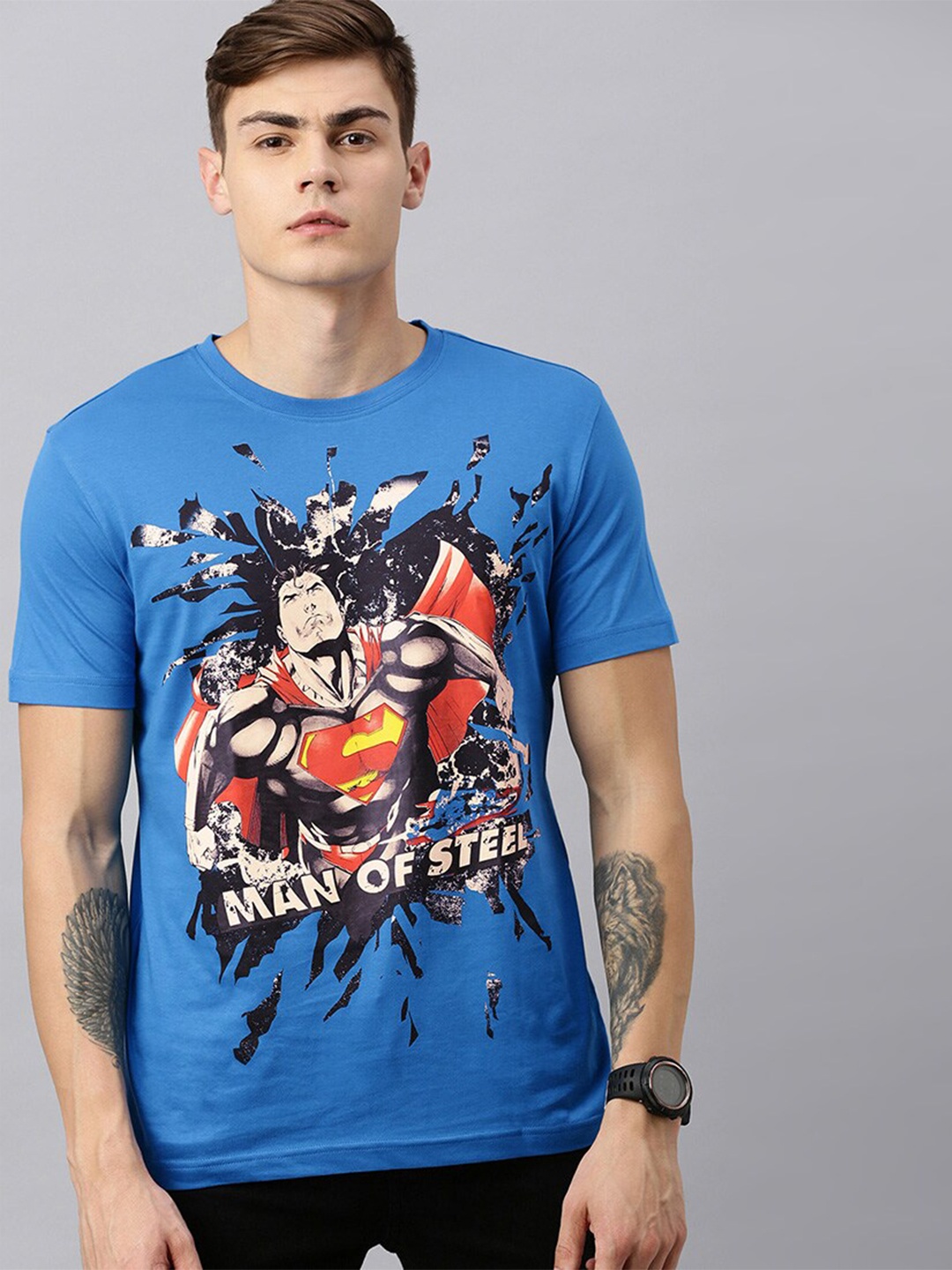 

Kook N Keech Superman Men Blue Superman Printed Round Neck T-shirt