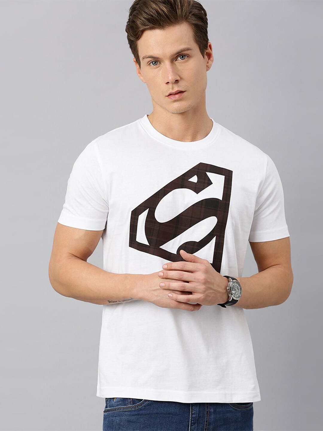 

Kook N Keech Superman Men White Superman Printed Round Neck T-shirt