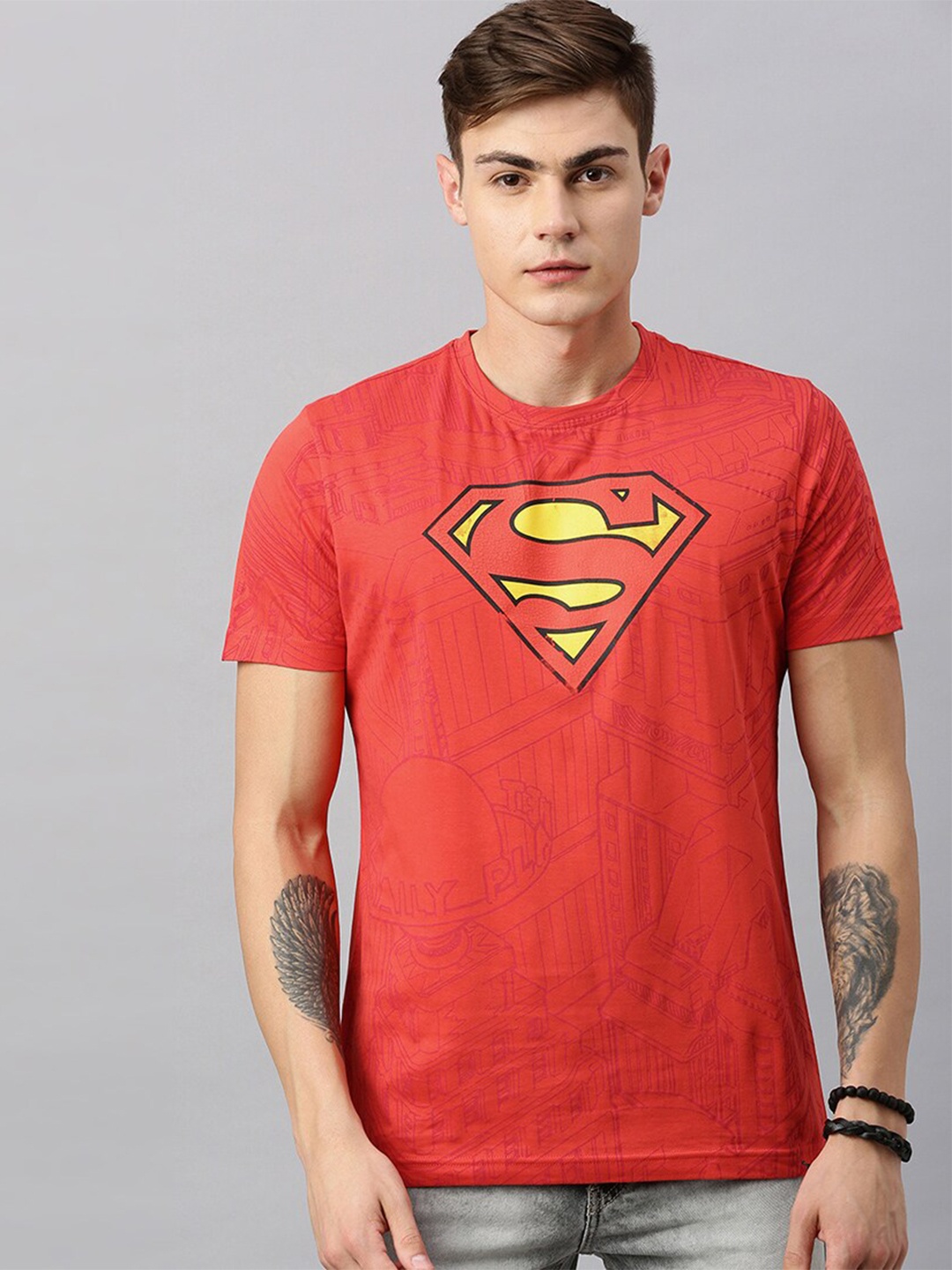 

Kook N Keech Superman Men Red Superman Printed Round Neck T-shirt