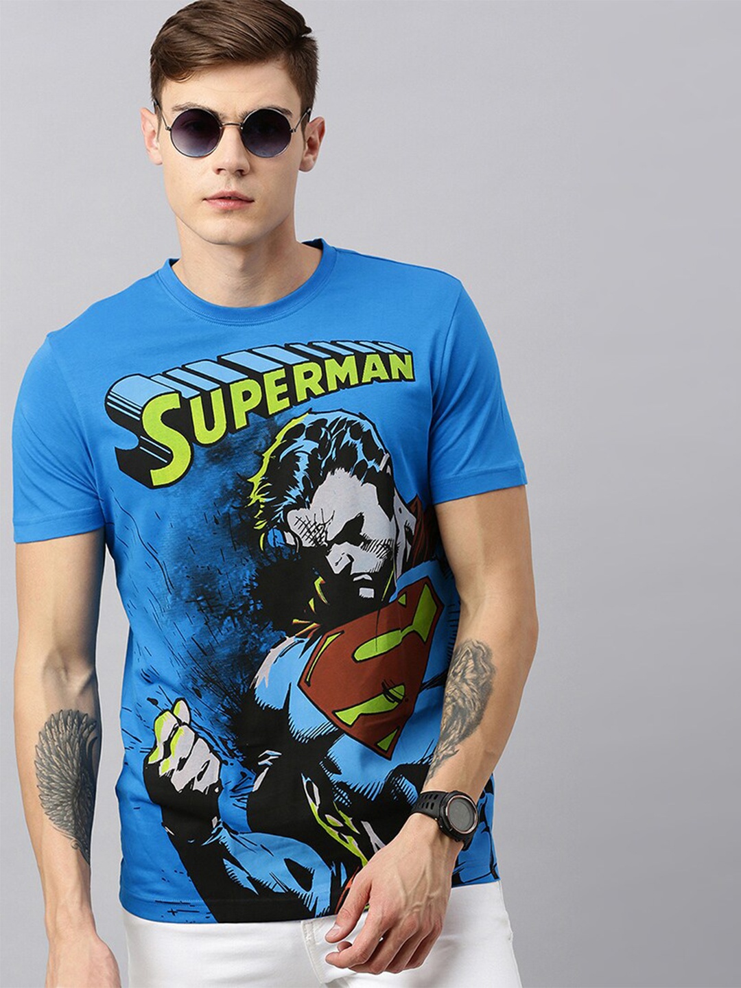 

Kook N Keech Superman Men Blue Superman Printed Round Neck T-shirt