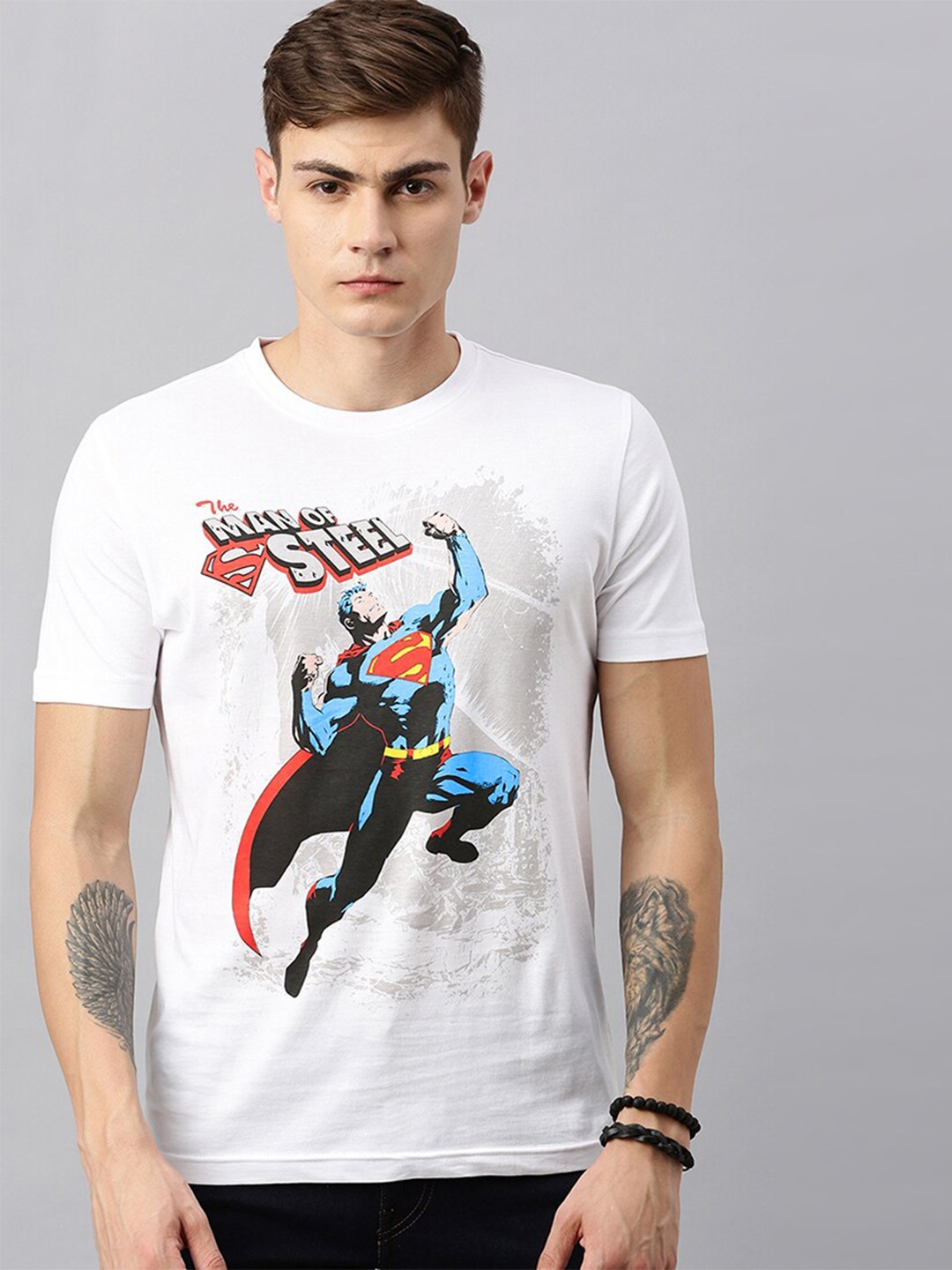 

Kook N Keech Superman Men White Superman Printed Round Neck Cotton T-shirt