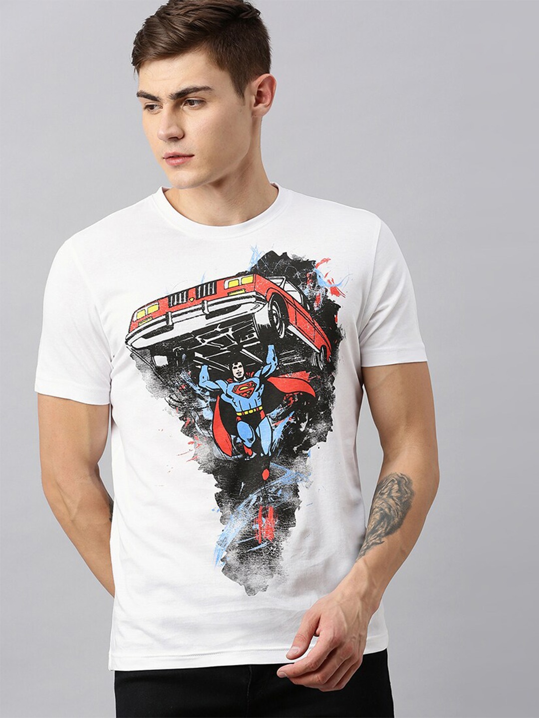 

Kook N Keech Superman Men White Superman Printed Round Neck T-shirt