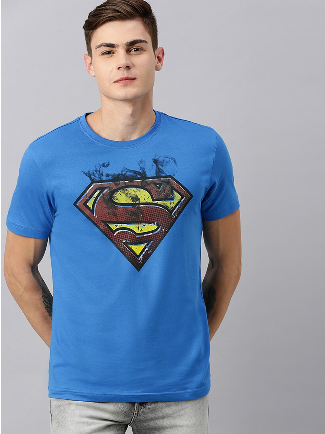 

Kook N Keech Superman Men Blue Superman Printed Round Neck T-shirt