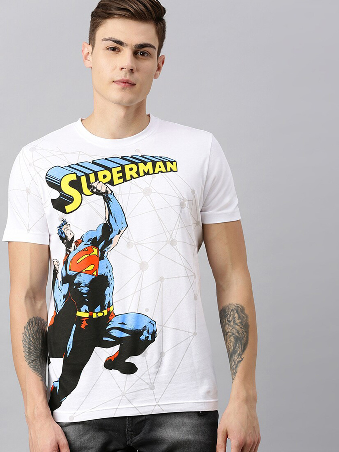 

Kook N Keech Superman Men White Superman Printed Round Neck T-shirt