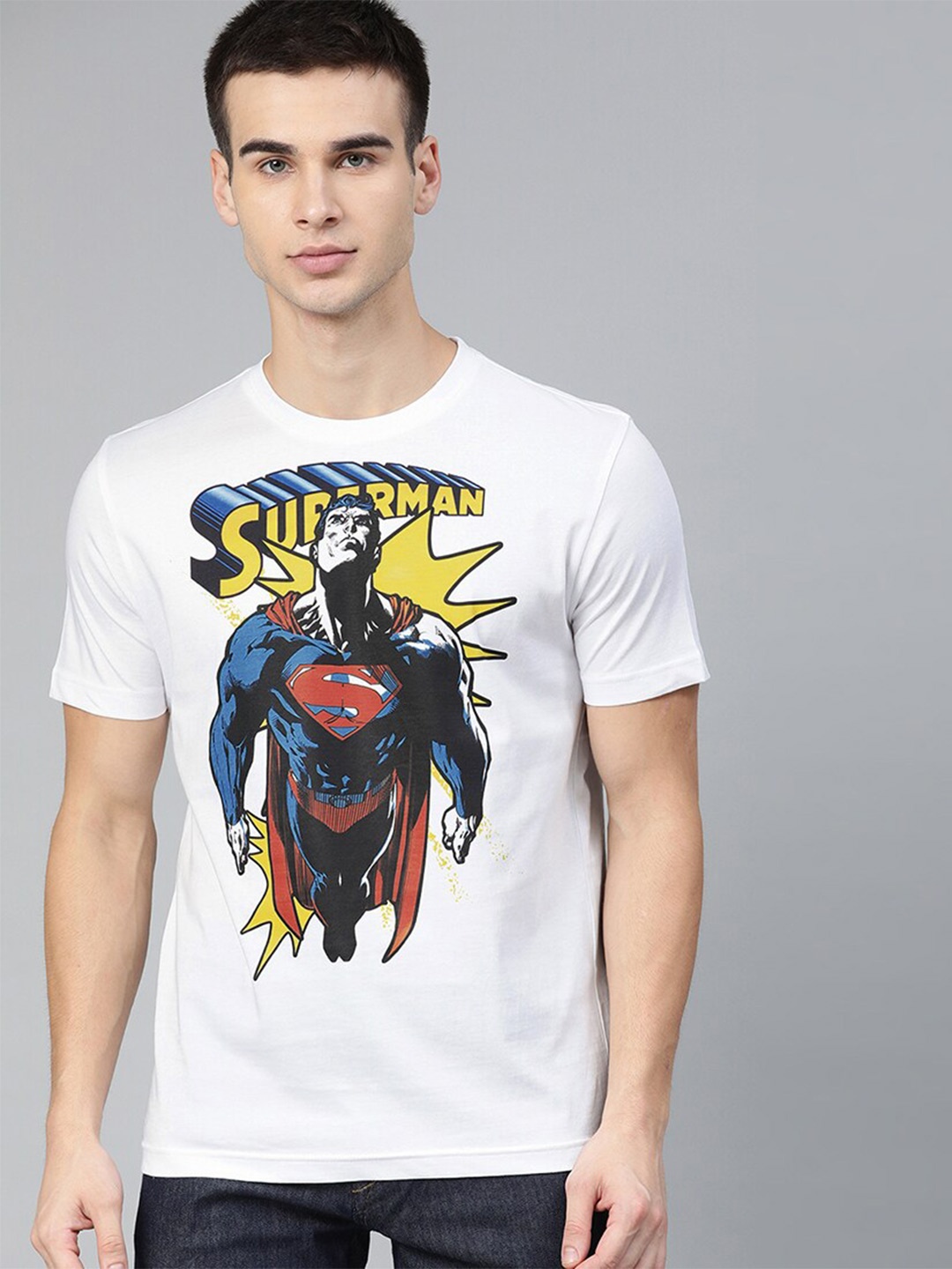 

Kook N Keech Superman Men White Superman Printed Round Neck T-shirt