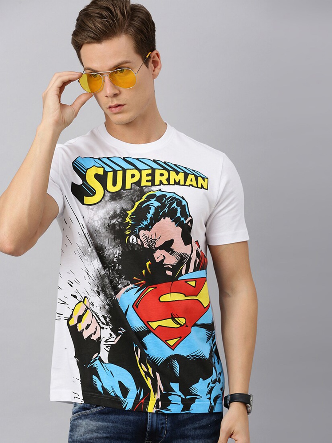 

Kook N Keech Superman Men Cotton White Superman Printed T-shirt