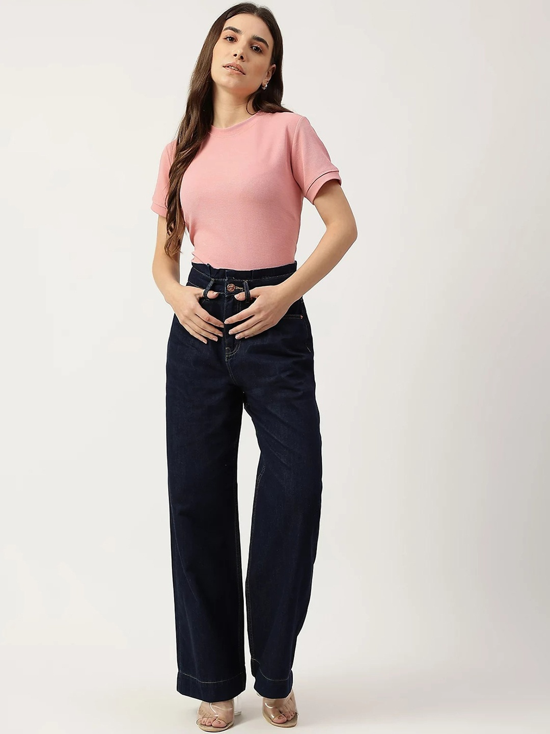 

Marks & Spencer Women Navy Blue High-Rise Low Distress Jeans