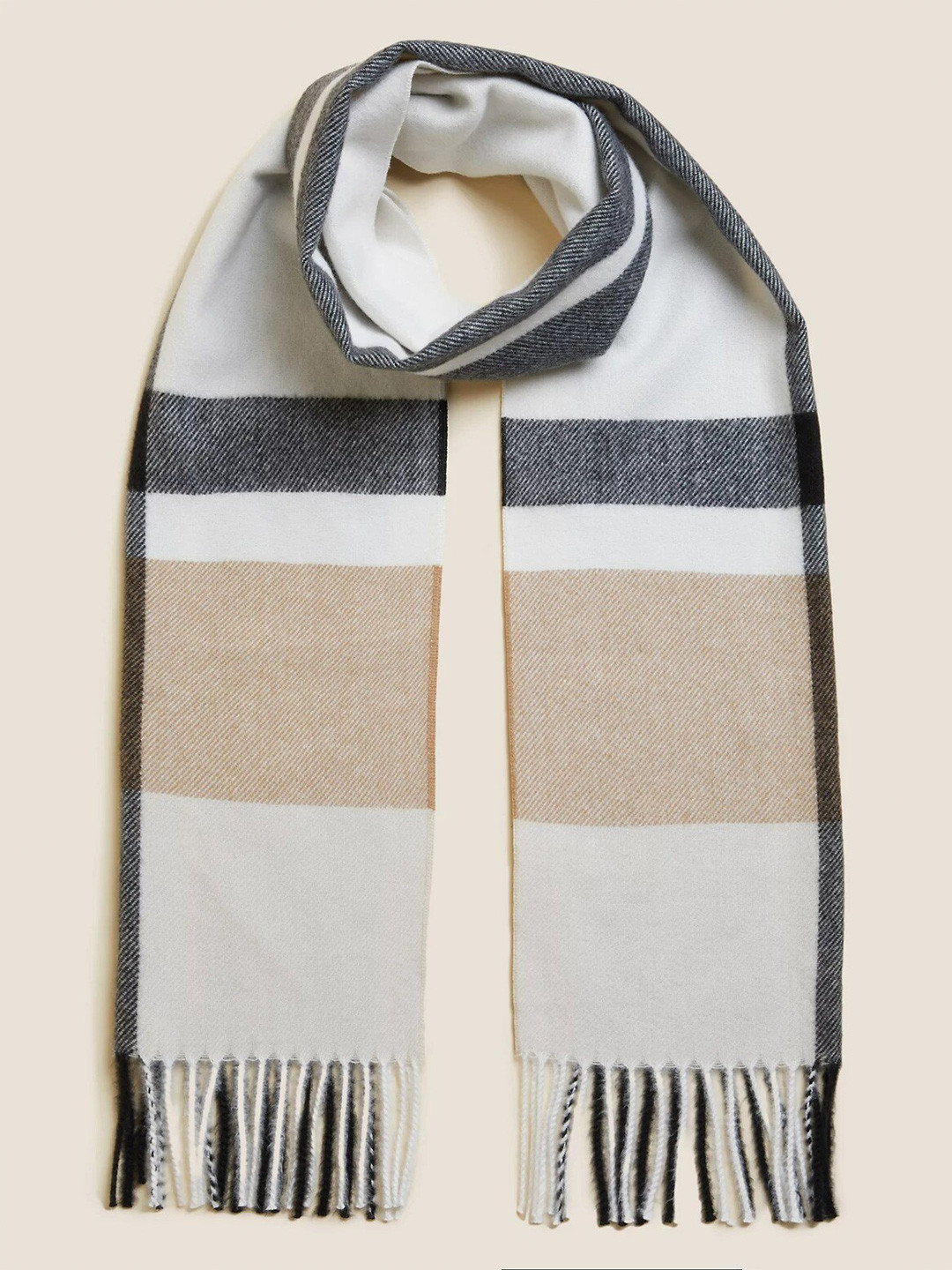 

Marks & Spencer Women White & Grey Colourblocked Scarf