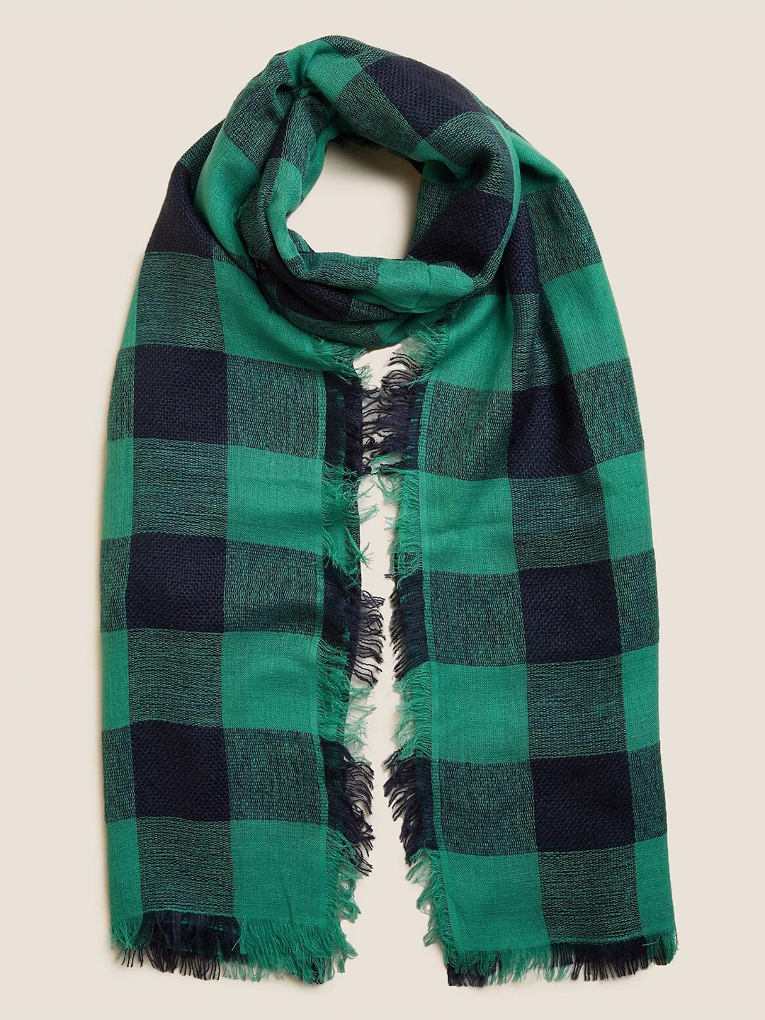 

Marks & Spencer Women Green & Blue Checked Scarf