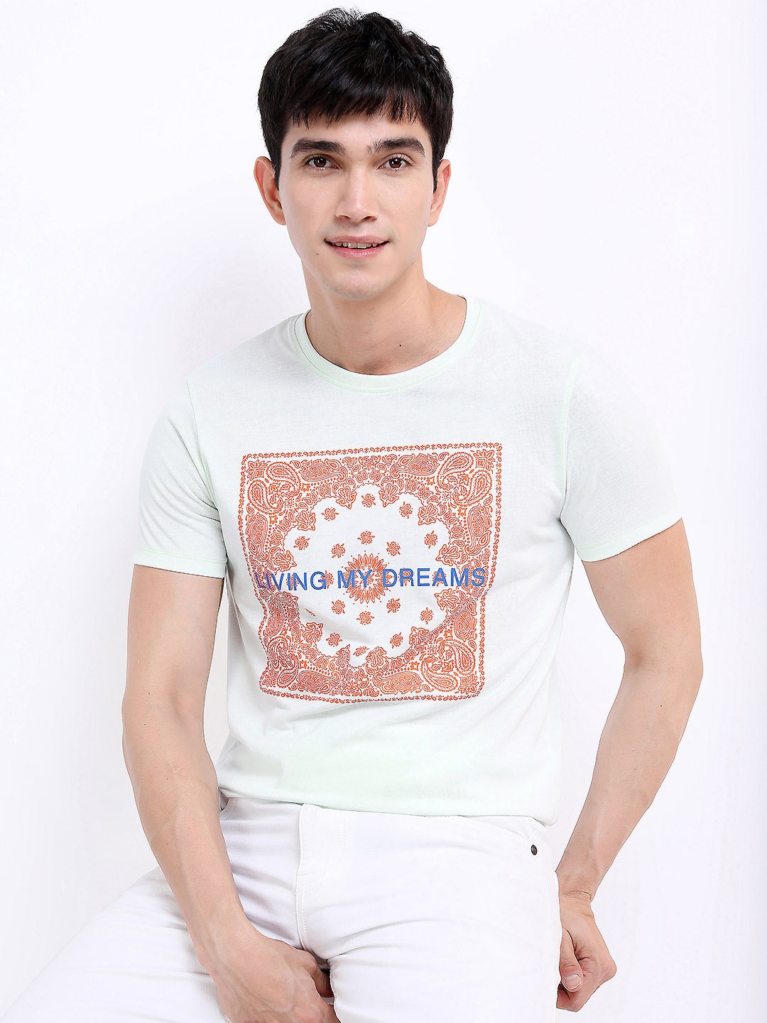 

KETCH Men Sea Green Printed Slim Fit T-shirt