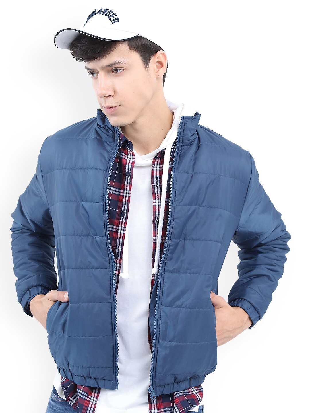 

KETCH Men Navy Blue Solid Padded Jacket