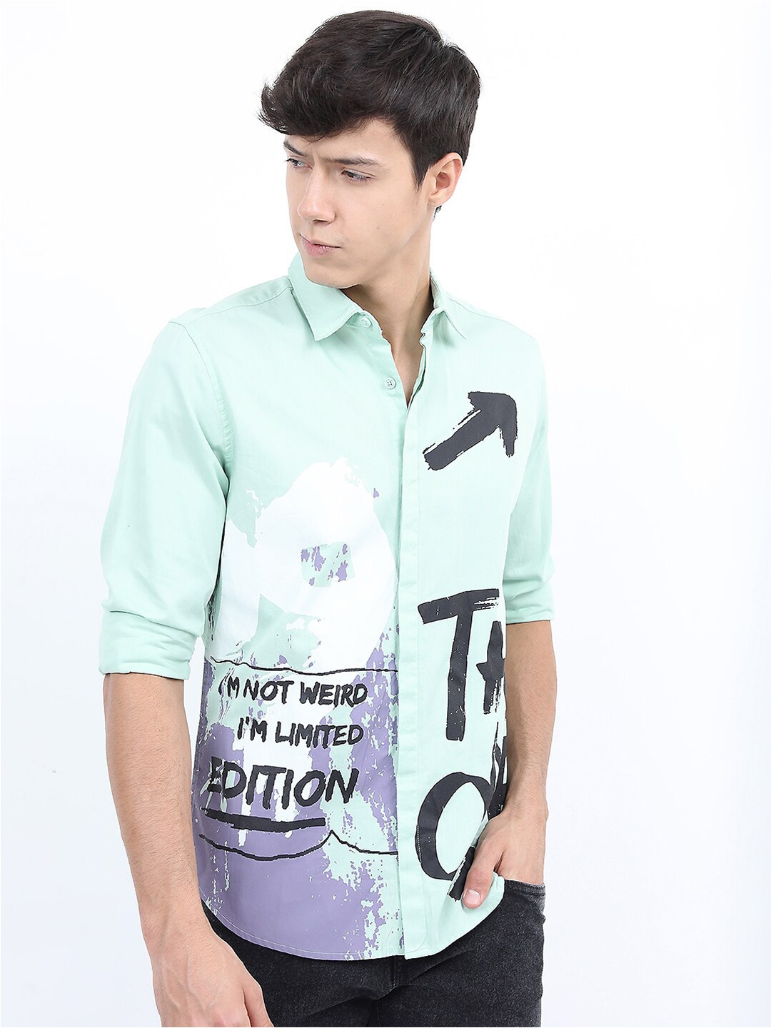 

KETCH Slim Fit Printed Casual Shirt, Green