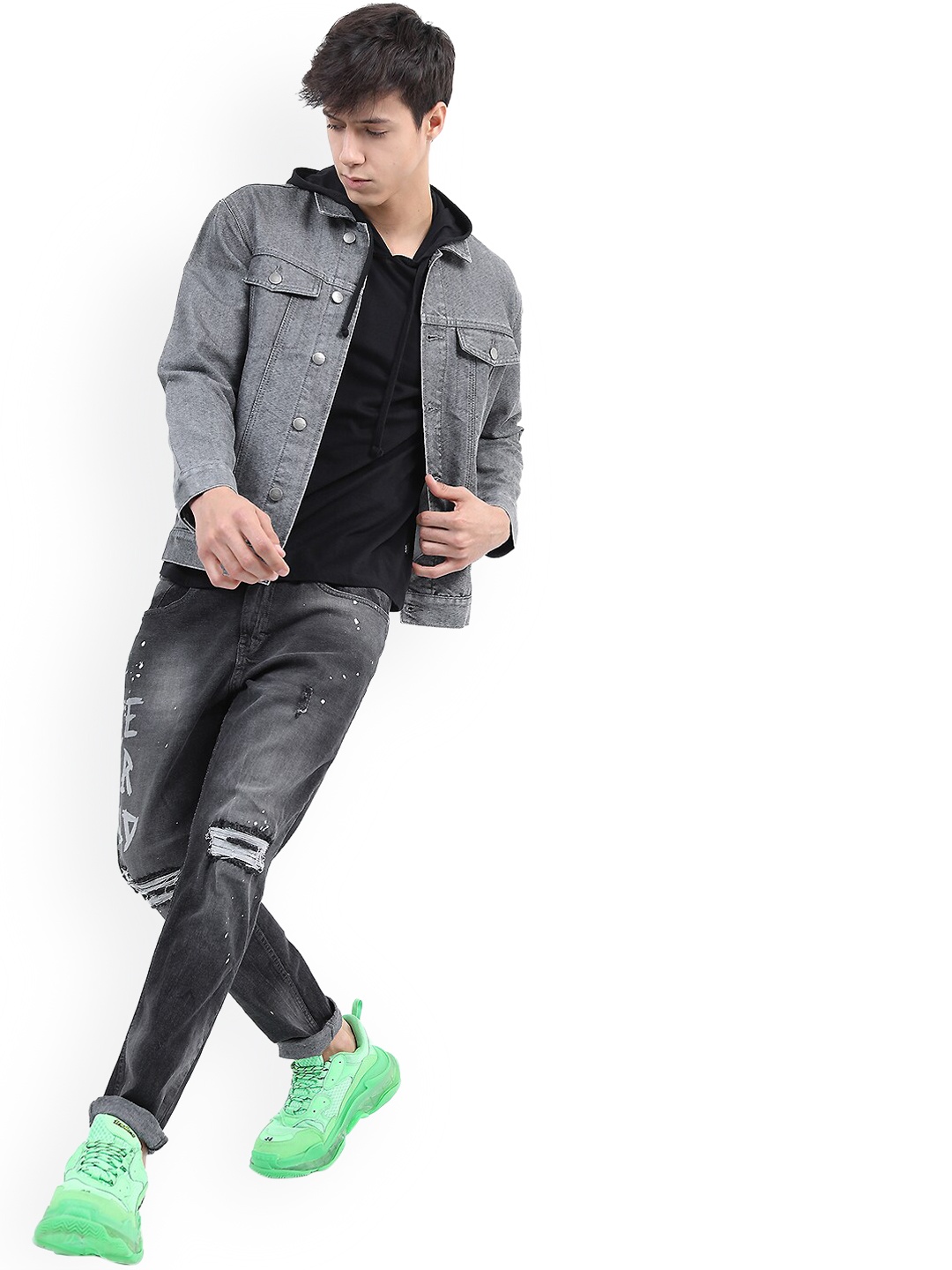 

KETCH Men Grey Solid Washed Denim Jacket