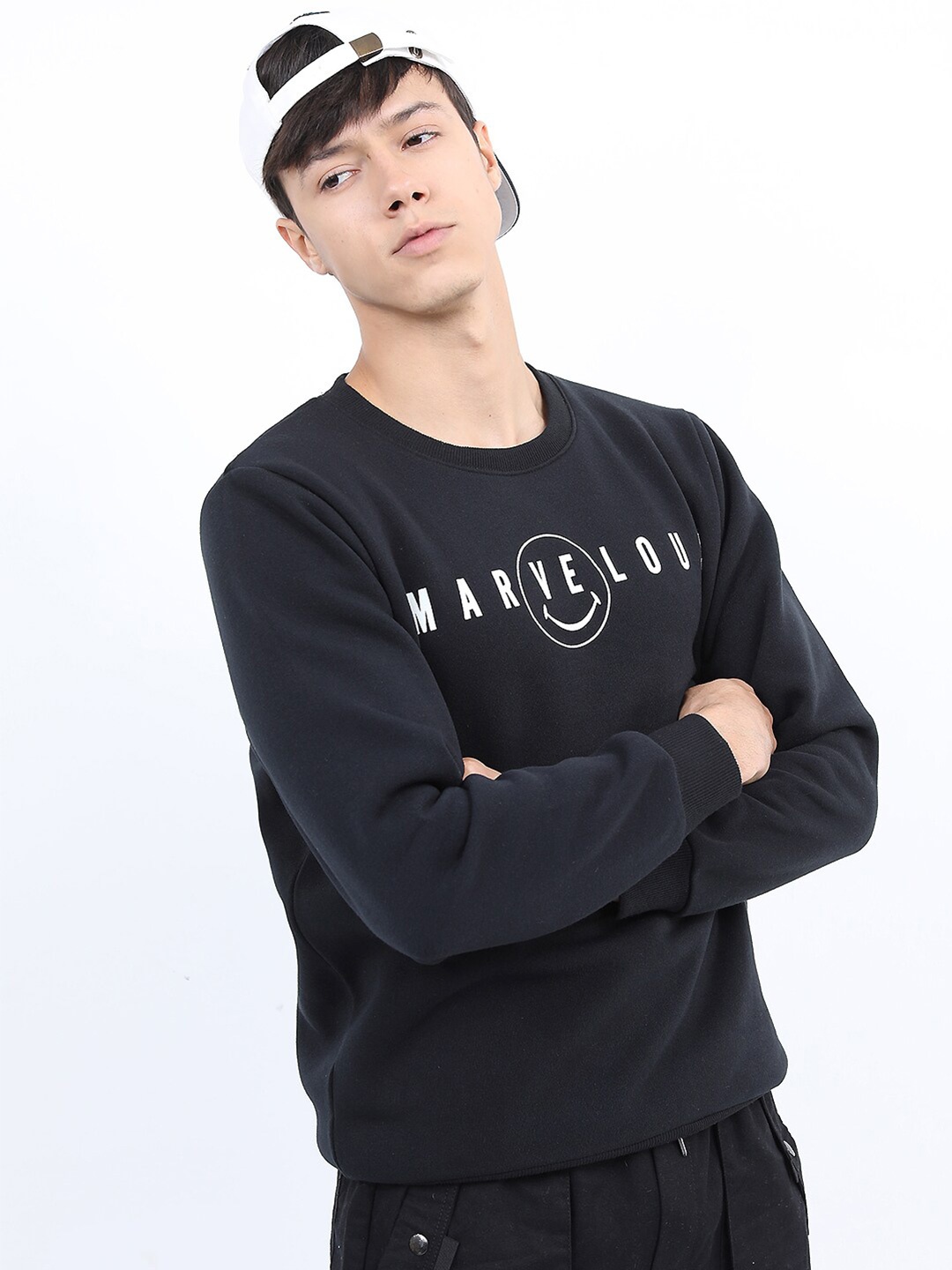 

KETCH Men Black Typography Printed Round Neck Long Sleeve Sweatshirt