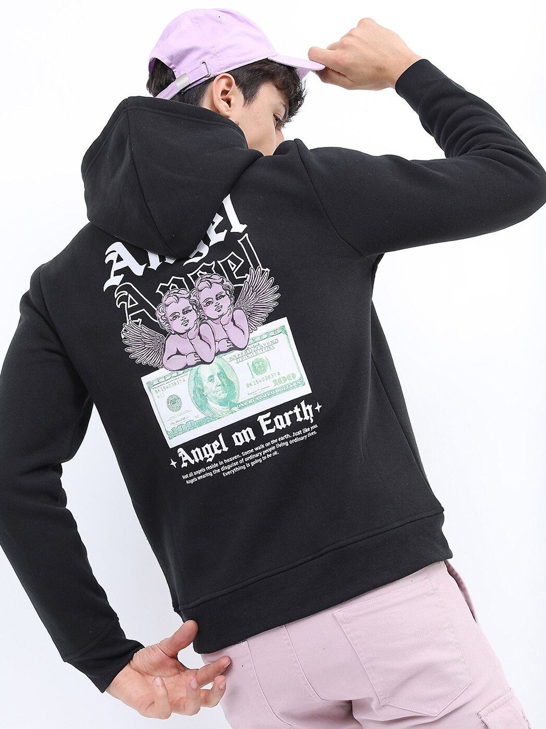 

KETCH Men Black Graphic Printed Hooded Long Sleeve Sweatshirt