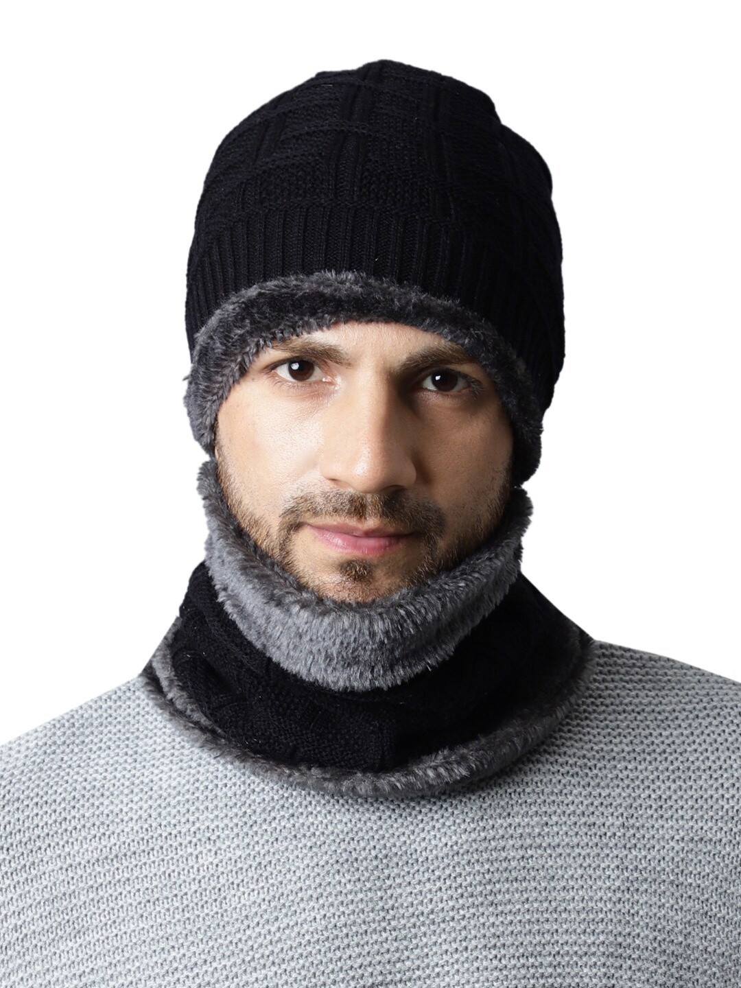 

ELLIS Men Black & Grey Balaclava Cap