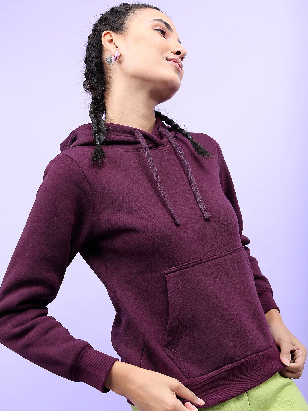 

Tokyo Talkies Women Purple Solid Sweatshirt