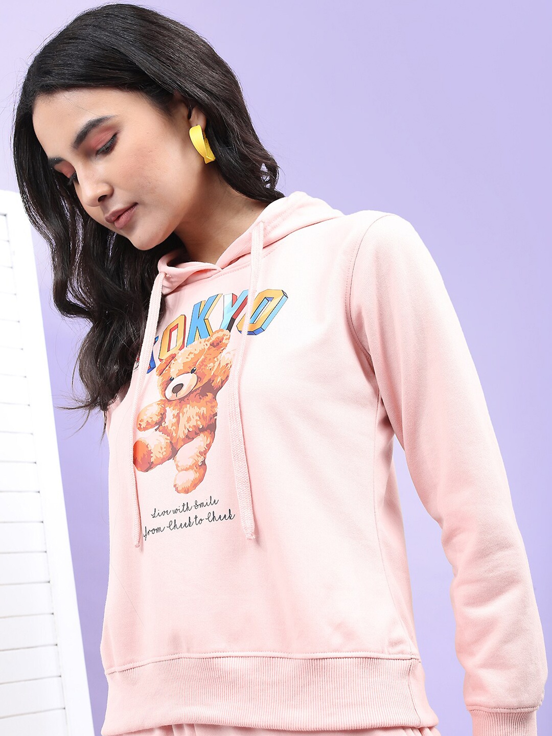 

Tokyo Talkies Women Pink Printed Sweatshirt