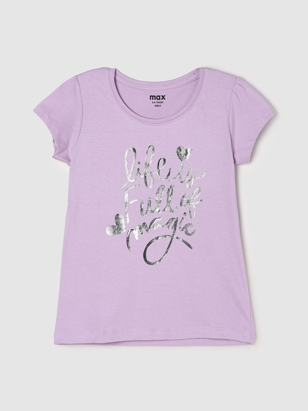 

max Girls Purple Printed Pure Cotton Top