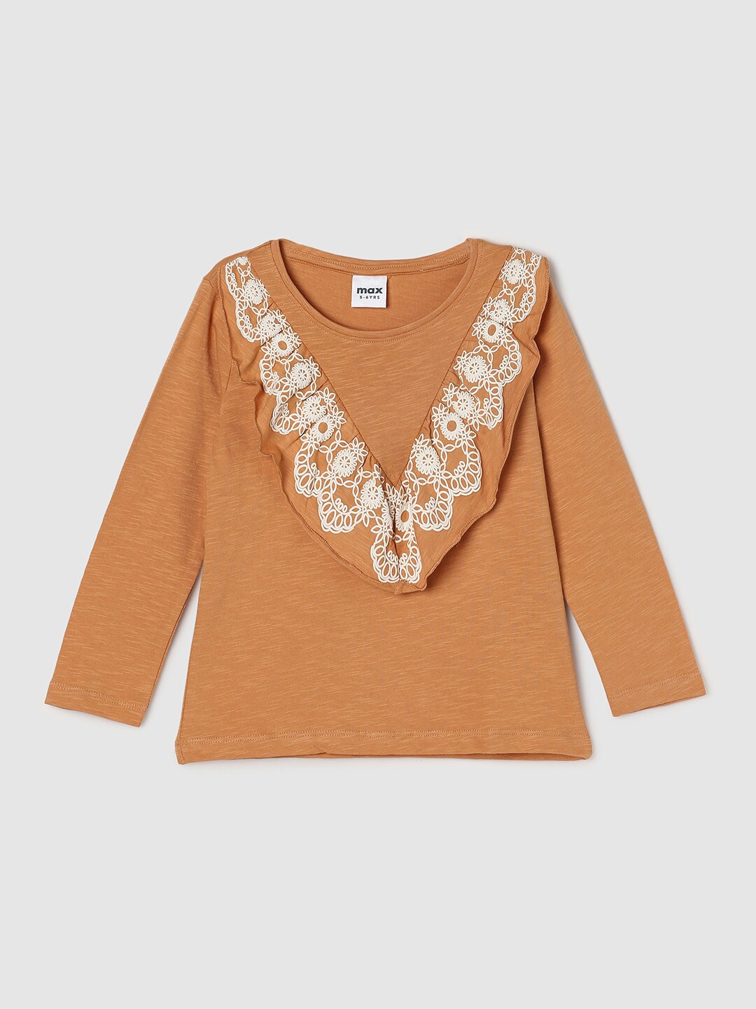 

max Girls Rust & White Floral Print Cotton Top