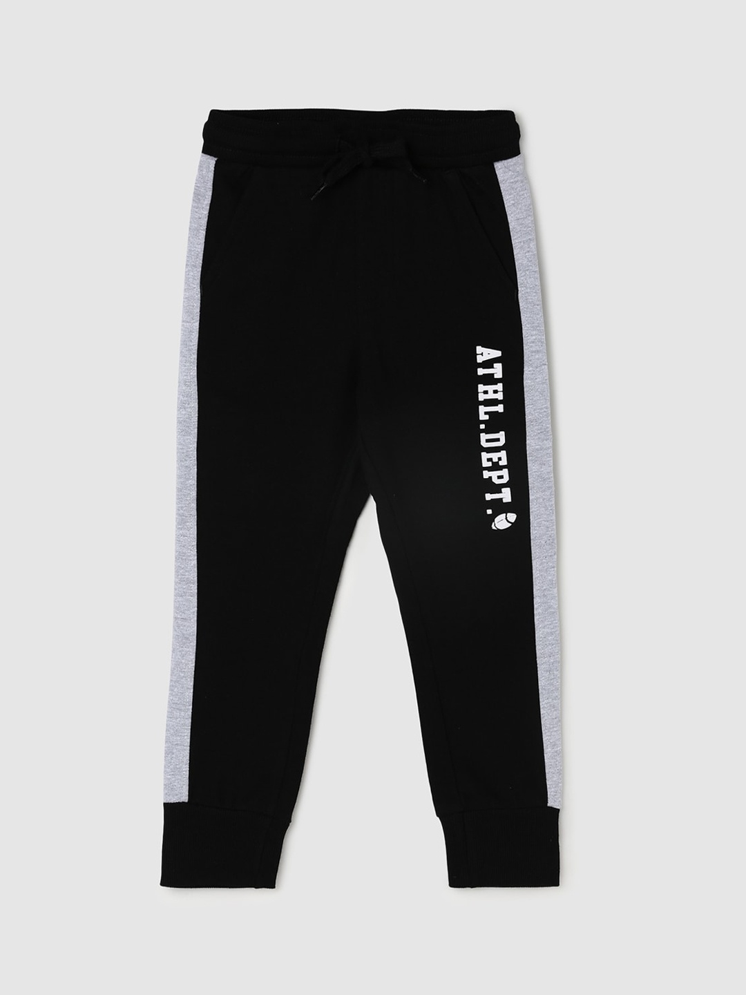 

max Boys Black Colourblocked Pure Cotton Joggers