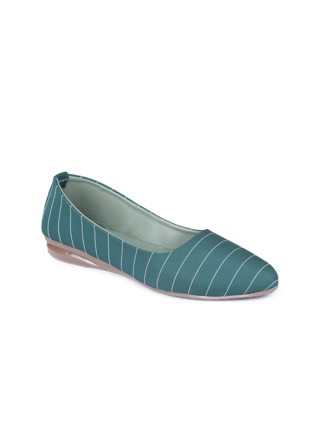 

Moonwalk Women Green Striped Ballerinas Flats