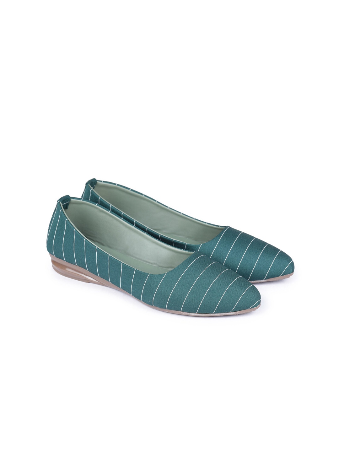 

Moonwalk Women Green Striped Ballerinas Flats