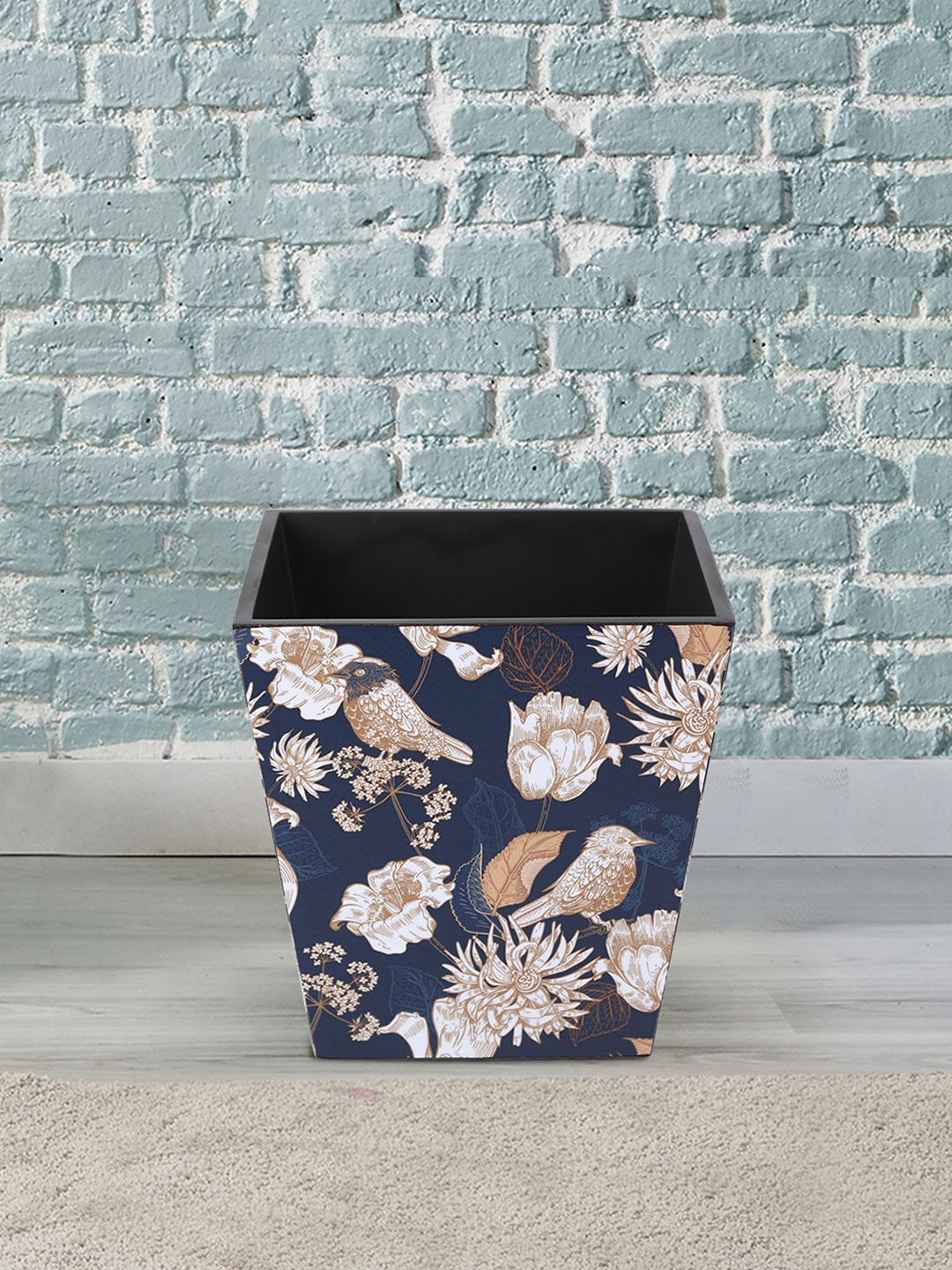 

Reinvention Factory Navy Blue Tutsi Bird Printed Open Bin