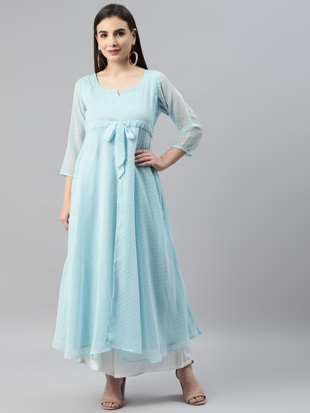 

MBE Women Dobby Georgette Anarkali Kurta, Blue
