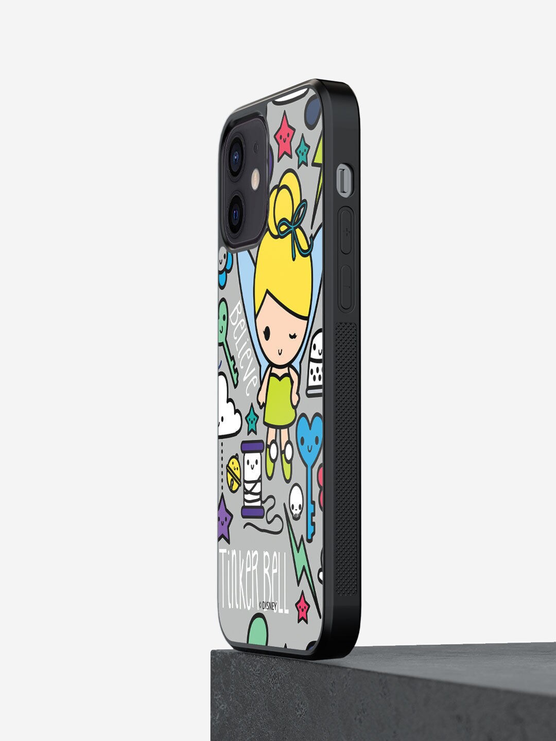 

macmerise Grey & Yellow Printed Tinker Bell iPhone 12 Bumper Back Case