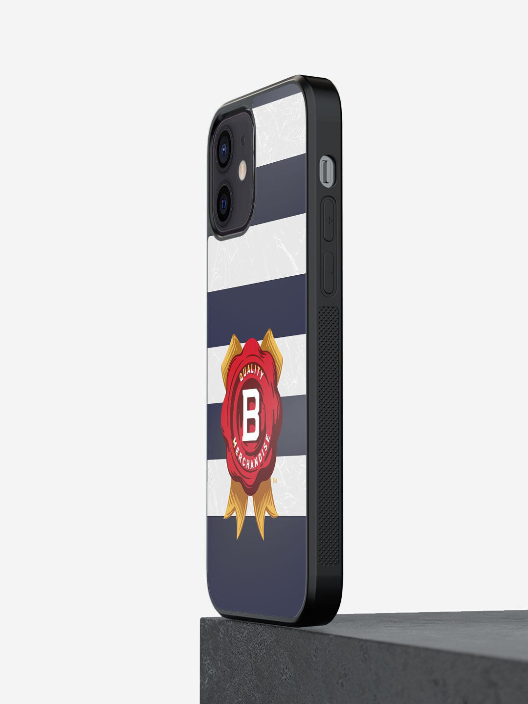 

macmerise Blue & White Jim Beam Cabana Stripes Design iPhone 12 Mini Bumper Phone Back Case