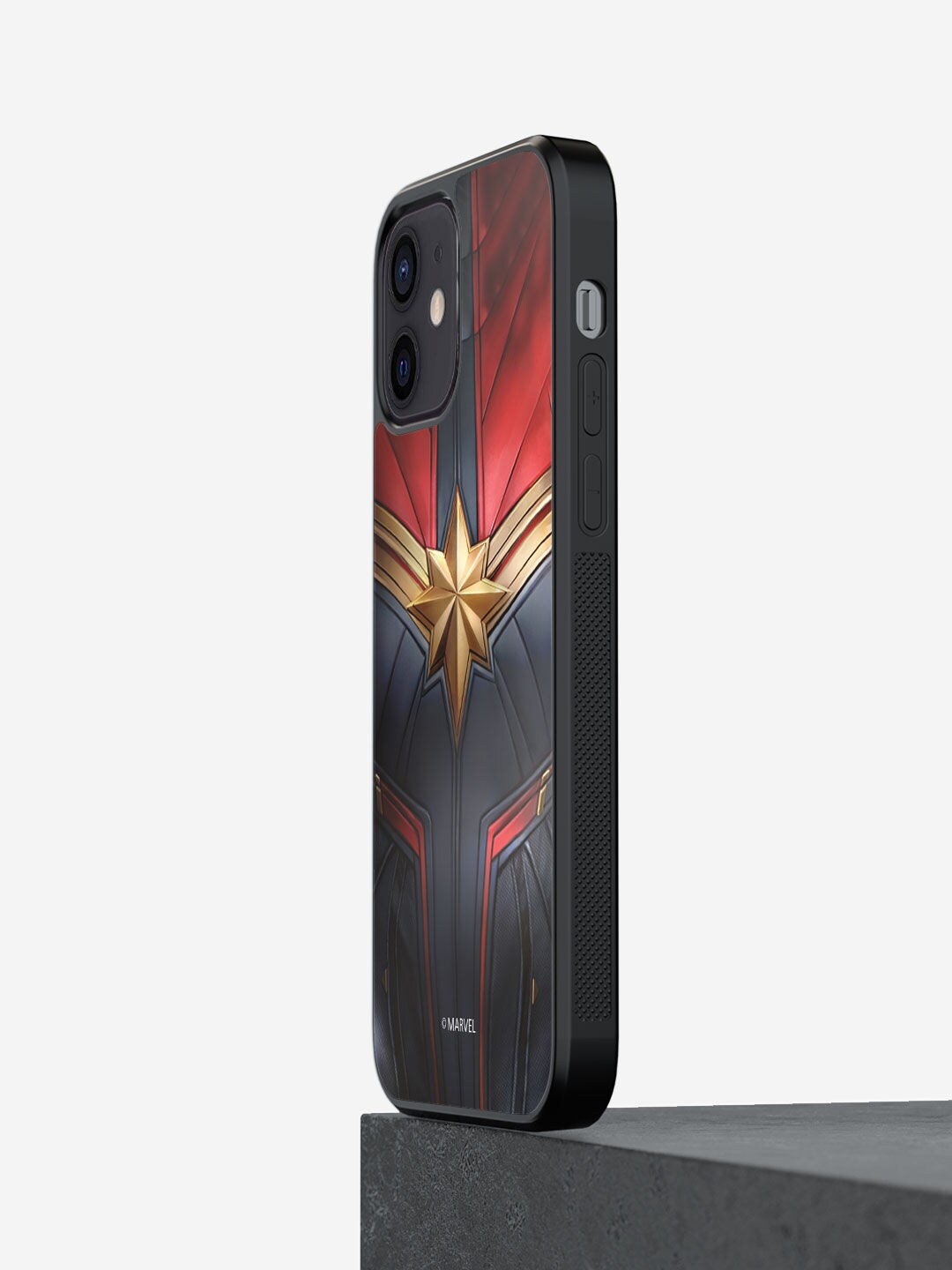 

macmerise Grey & Red Printed Suit up Captain Marvel iPhone 12 Back Case