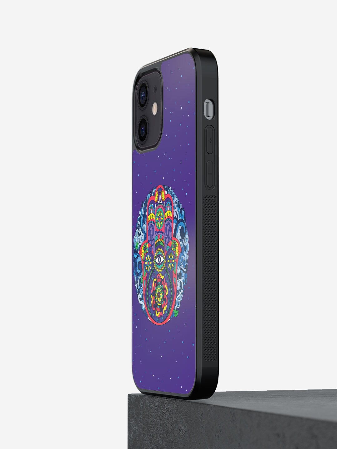 

macmerise Purple Humsa Mandala Design iPhone 12 Mini Bumper Phone Back Case