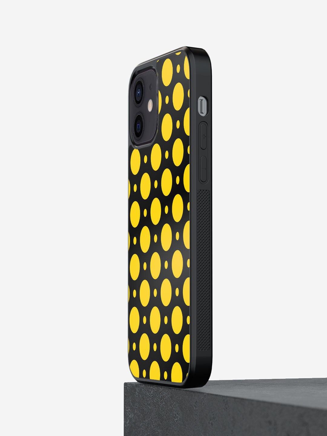 

macmerise Black & Yellow Printed Polka Dot iPhone 12 Mini Back Case