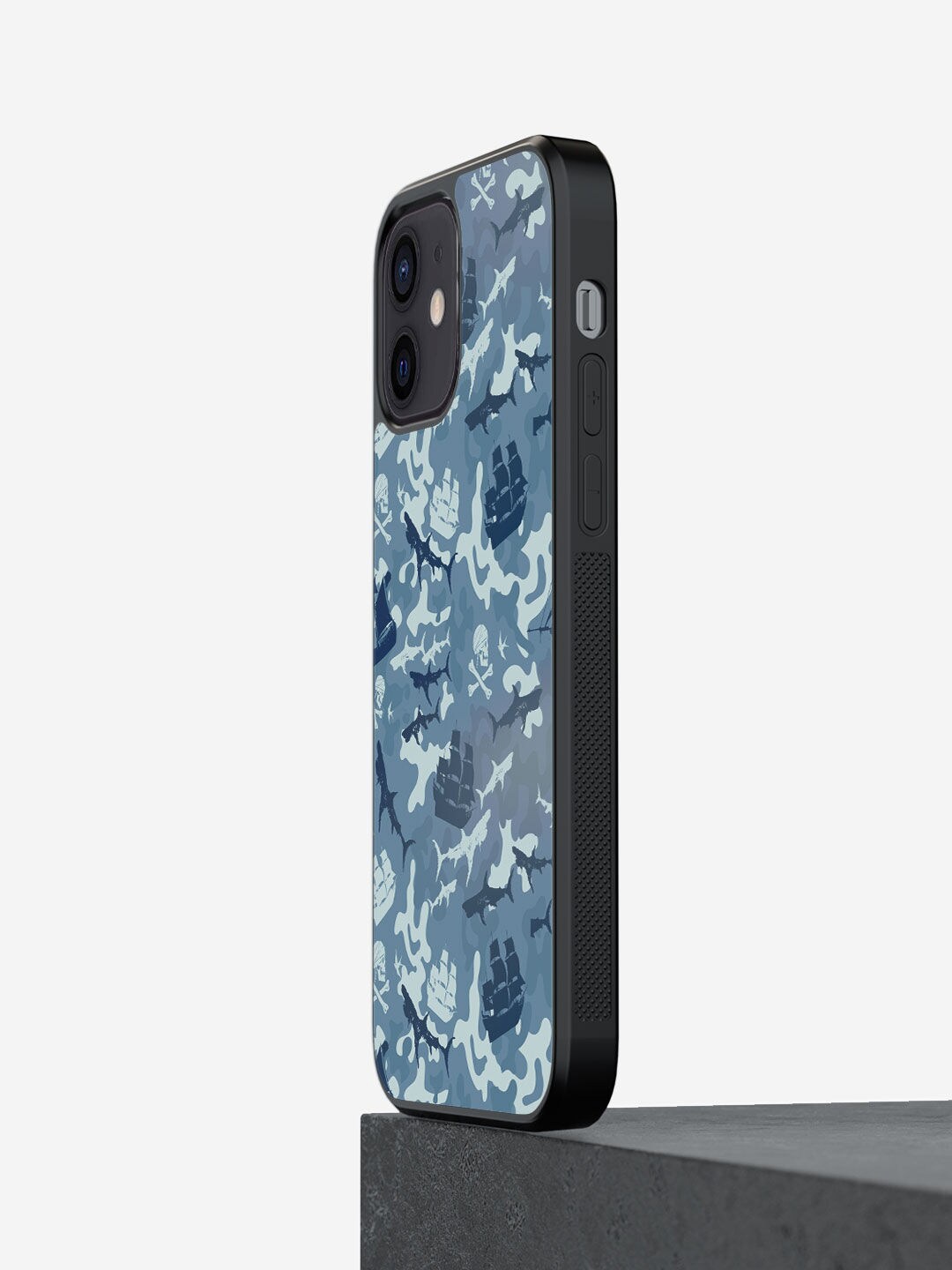 

macmerise Blue Tropical Pirates Pattern Design iPhone 12 Mini Bumper Phone Back Case