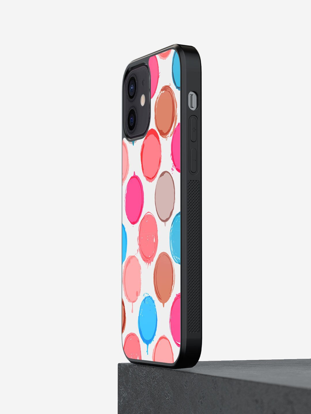 

macmerise Pink Printed Polka Dot Canvas iPhone 12 Mini Back Case