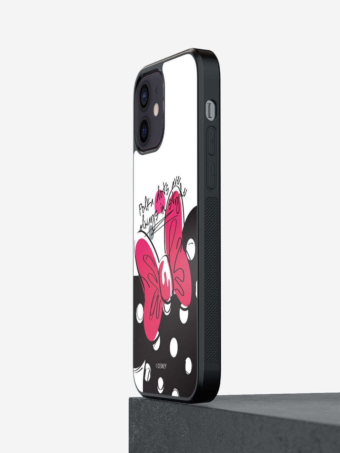 

macmerise White & Black Polka Minnie Design iPhone 12 Mini Bumper Phone Back Case