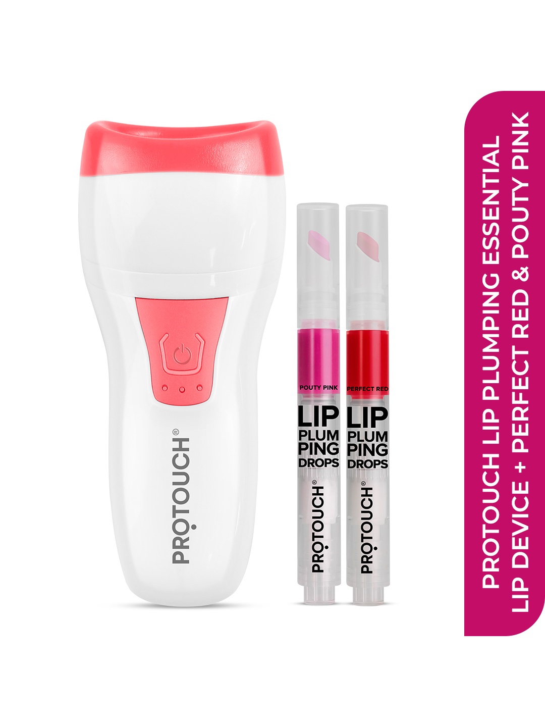 

PROTOUCH Set of 1 Lip Plumping Device & 2 Lip Plumping Drops - Pouty Pink & Perfect Red